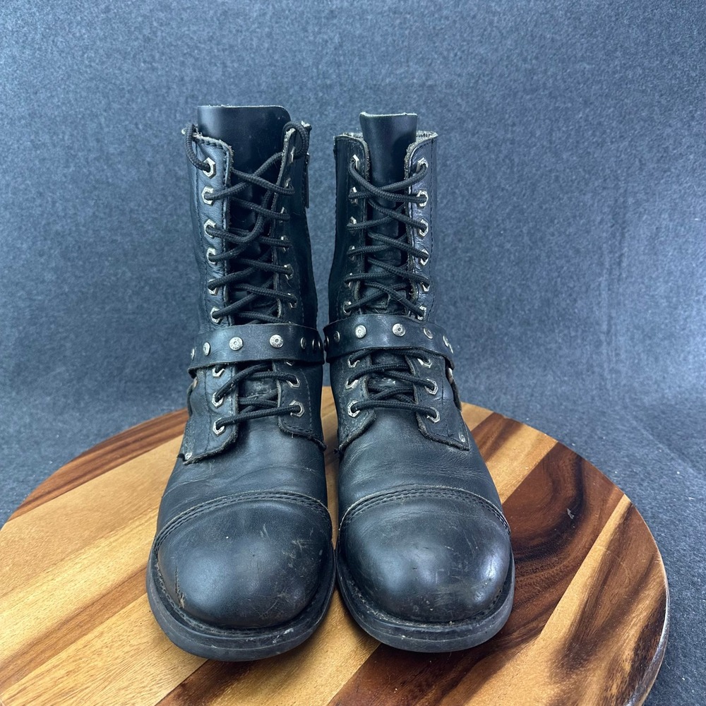 Harley Davidson Men's Leather Boots Size 11.5 Black 94029 Lace Zip Up 10" - Picture 5 of 14